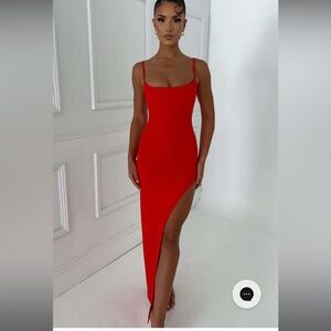 Red long Dress with high slit